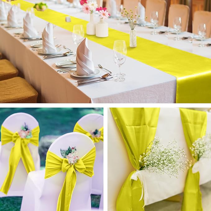 ANECO 4 Pack Satin Table Runner 12 x 108Inch Long Bright Silk and Smooth Fabric - Image 6