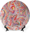 Decorative Plates, Abstract Print Ornament, Mix of Colors Messy Dirty Look Artistic, 7 Inch, 1 Plate with 1 Display Stand, Multicolor