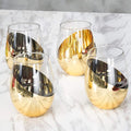 MyGift Luxury Stemless Wine Glasses Gift Set of 4 Modern Brass Accent Barware by MyGiftHome