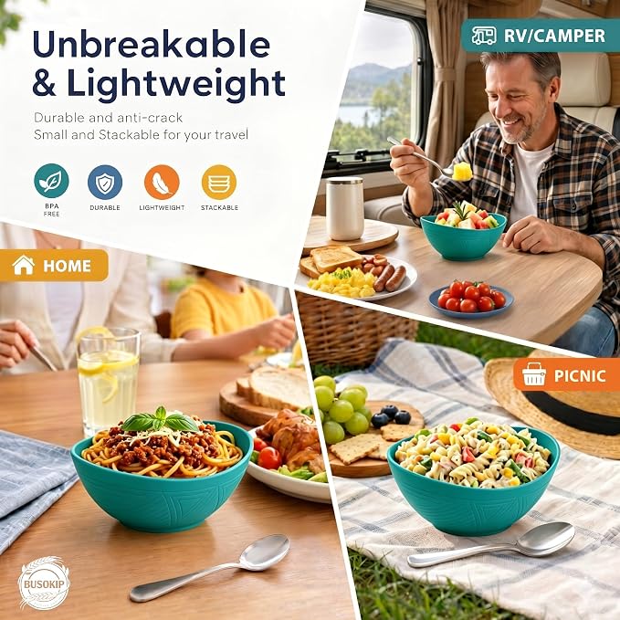 Cereal Bowls Sets of 6, Unbreakable & Stackable Wheat Straw Bowls 26oz - Image 6