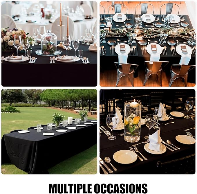Smiry Square Table Cloth, Waterproof Anti-Scratch Polyester Tablecloth, Decorative Washable Fabric Table Cover for Dining, Buffet, Parties and Outdoor, 54x54, Black