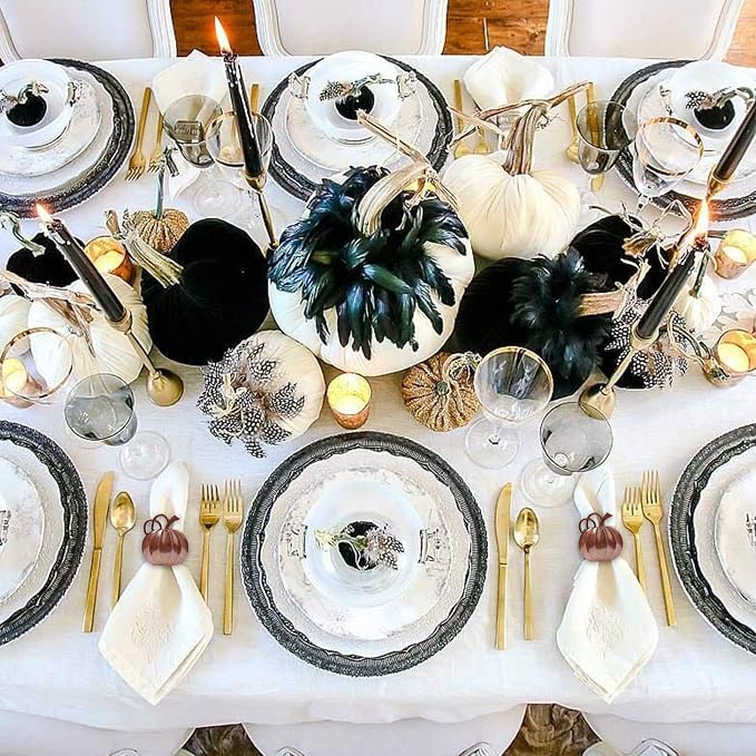 wonlex Fall Napkin Rings Set of 6, Pumpkin Napkin Holders Ring - Image 5