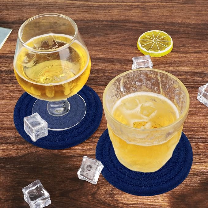 ABenkle Woven Coasters for Drinks Set of 6, Boho Absorbent Drinking Coaster - Image 5