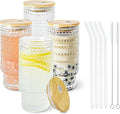 Glass Cups with Lids and Straws 16 oz Hobnail Drinking Glasses | Vintage Iced by ICESIP