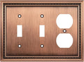 Henne Bery Sunken Pearls Heavy Duty Decorative Wall Plate Switch Plate Outlet Cover (Double Toggle/Single Duplex, Antique Copper)