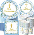 Pickmesh 250 Pcs Blue First Holy Communion Disposable Tableware Set God Bless by Pickmesh
