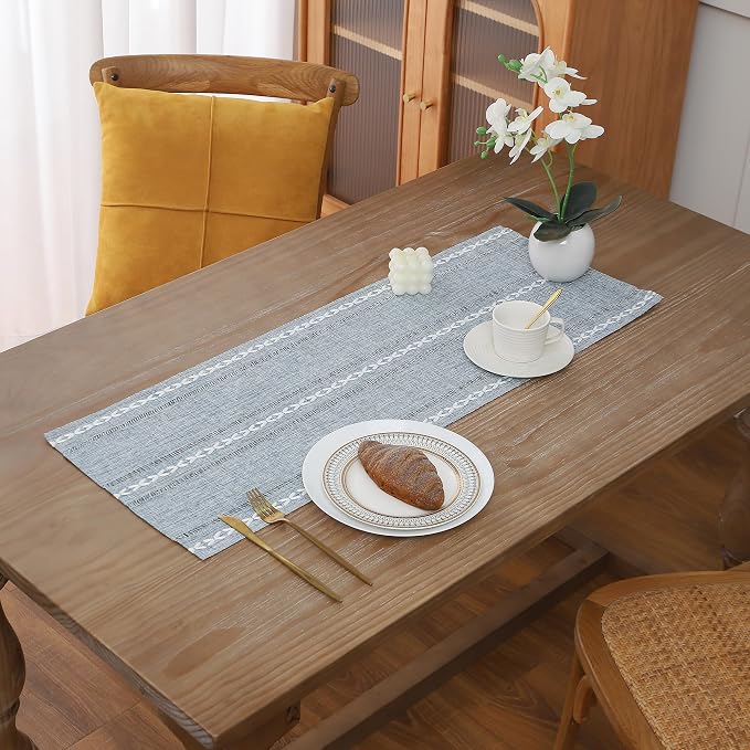 Gernaice 2PCS Boho Table Runner, Rustic Cotton Linen Farmhouse Table Runners by Gernaice