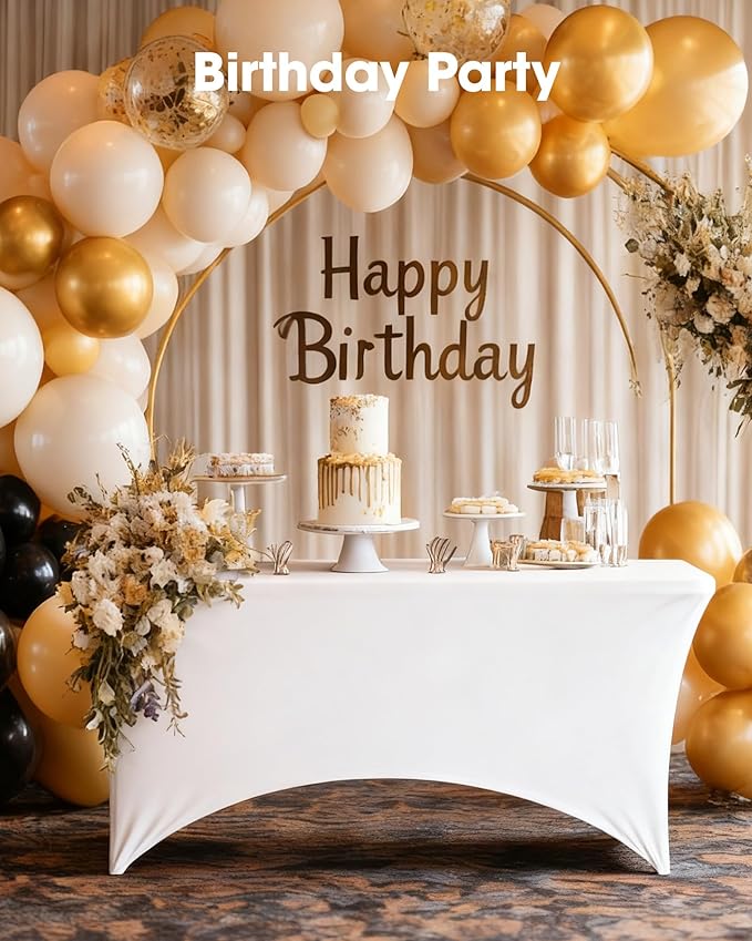 Pureegg Spandex Tablecloth 6ft - 2 Pack, Fitted and Tight Cloth for Rectangle Table, Wrinkle-Free and Stretch Table Cover for Party, Wedding, Banquet and Birthday, White