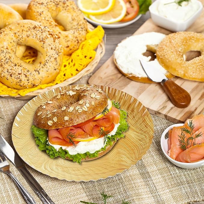 50 Pcs Wood Grain Paper Plates, 7 Inch Wood Paper Plates Disposable Rustic Party Plate for Woodland Baby Shower, Camp Fire, Camping, Lumberjack Birthday Party Supplies