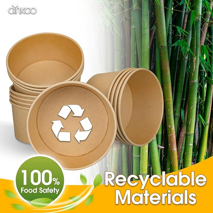 Ginkgo 90 Count 30 oz Extra Large Paper Bowls Leak Proof Disposable Hot Soup Bowls Bulk Large Salads Bowls, Heavy Duty Paper Bowls for Ice Cream, Hot Soup, Salad, Dessert, Cereals, Food