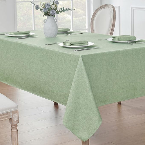 2 Pack Rectangle Tablecloth, 60x120 inch, Water Resistant Wrinkle Free Linen Textured Table Cloth Washable, Decorative Fabric Table Cover for Dining, Party and Camping, Sage Green