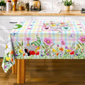 Spring Tablecloth, Rectangle 60 x 120 with Gnome Flowers, Oblong Tablecloth Buffalo Check Plaid Kitchen Table Cover for Dining Room Indoor Decor