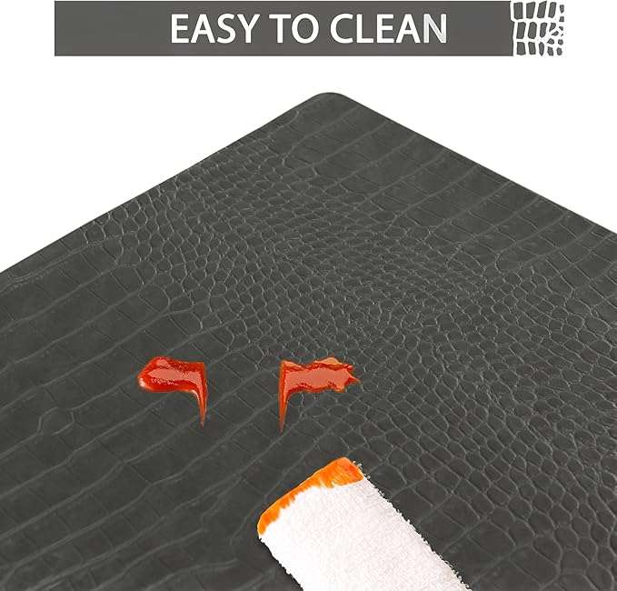 Set of 6 Faux Leather Placemats, PU Table Mats, Waterproof, Stain Resistant, Heat Resistant, Easy to Clean for Kitchen Dining Table,Conference Table