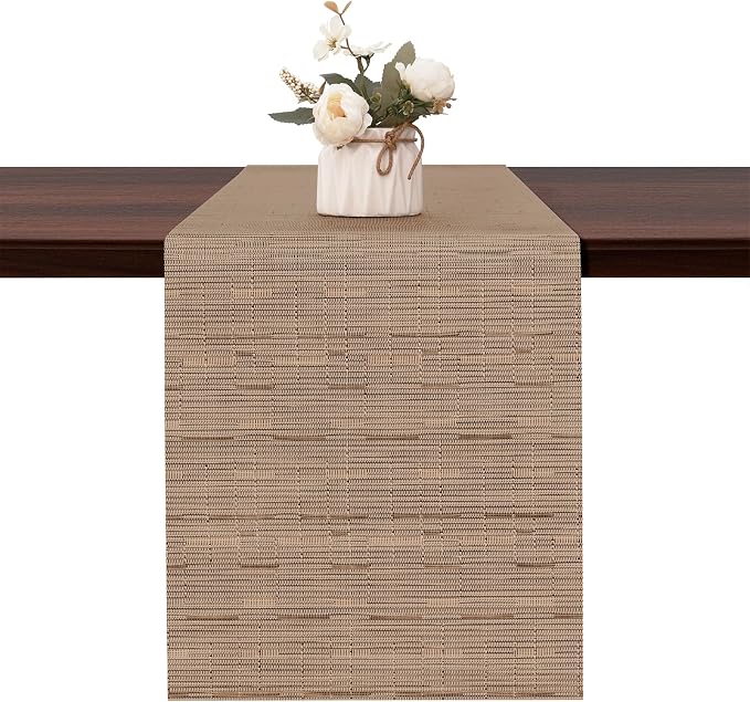 Table Runner 55 Inches Long, Vinyl Woven Heatproof Table Runners | Washable by Banchif