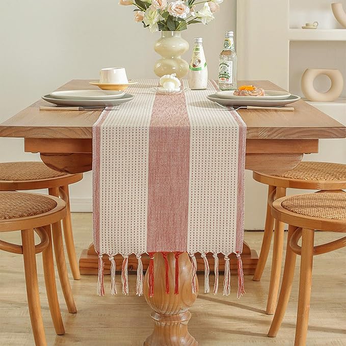 Orange Table Runner 48 Inches Long, Boho Farmhouse Seasonal Fall Thanksgiving - Image 2