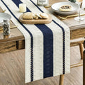 Artoid Mode Dark Blue Rustic Woven Table Runner 12x36 Inch | Holiday Farmhouse by ArtoidMode