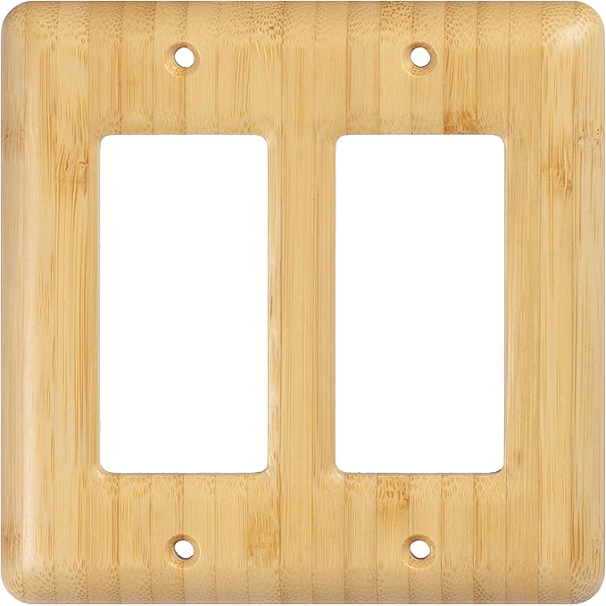 Solid Bamboo Double Toggle Light Switch Cover Plate Decorative Wall Plate for Modern Homes