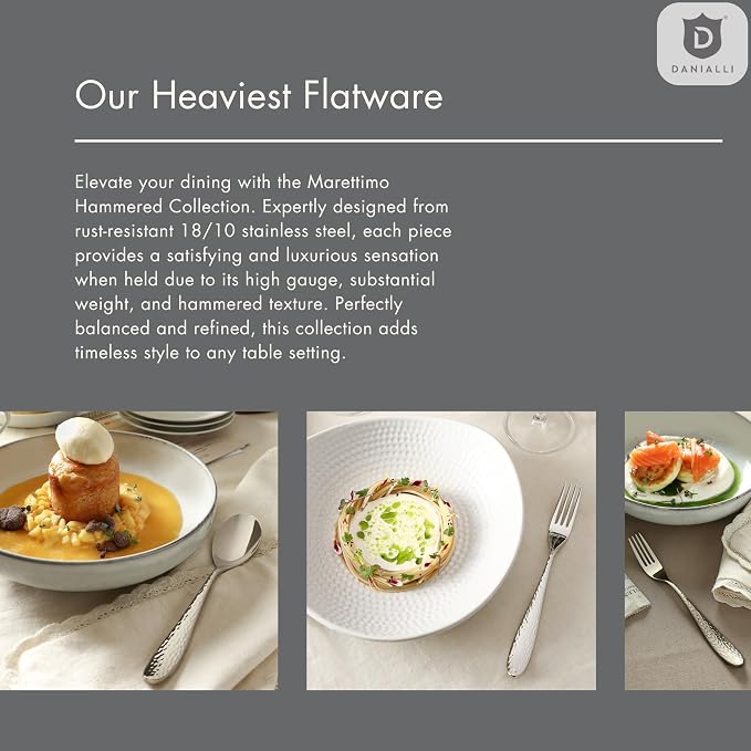 Hammered Silverware Set | Premium 18/10 Stainless Steel Flatware Service - Image 6
