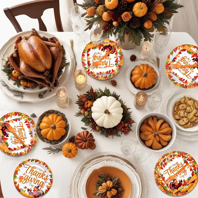 96 Pieces Happy Thanksgiving Tableware Set Party Supplies - Image 5