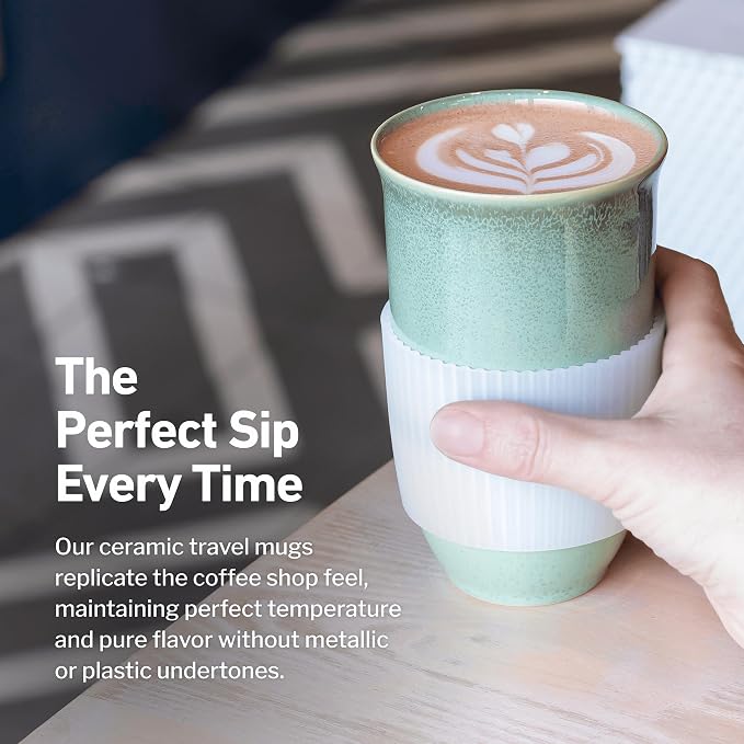 NOVA CERAMICS Coffee Travel Mug – Reusable Coffee – Microwave & Dishwasher Safe - Image 4