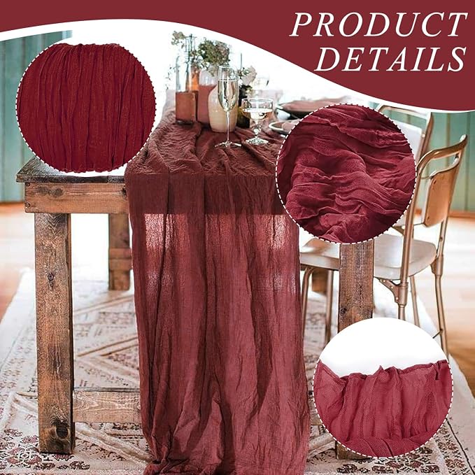 1 Pack Cheesecloth Table Runner 10Ft Christmas Gauze Boho Table Runners - Image 3