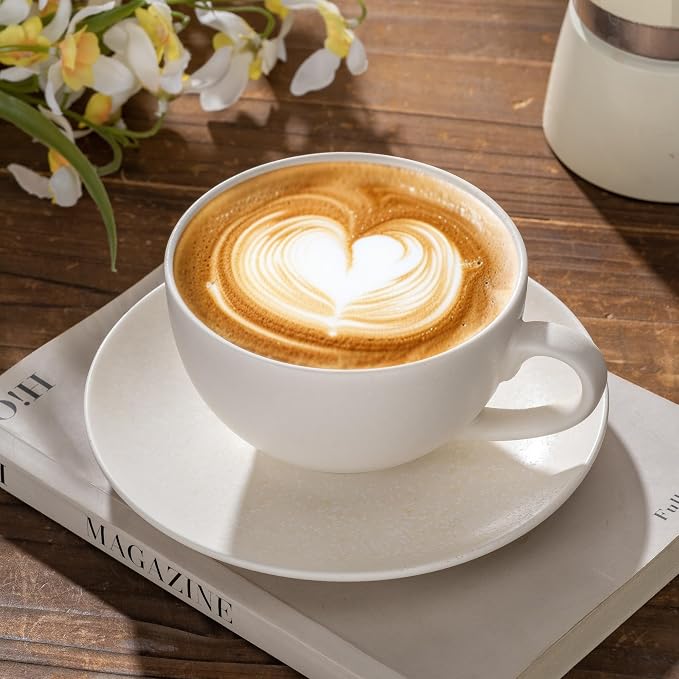 Ceramic Latte Art Mug With Saucer - 10 oz - Image 2