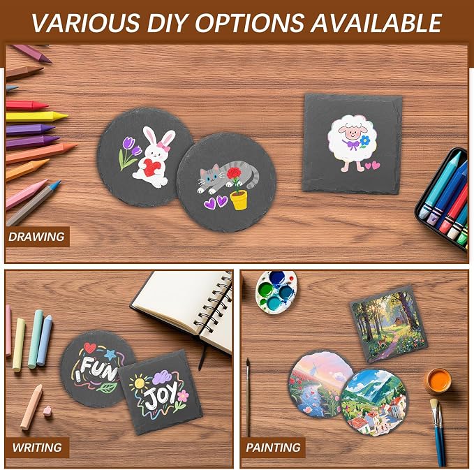 24pcs Slate Coasters, Hand Painted DIY, Scratch Resistant Bottom - Image 5