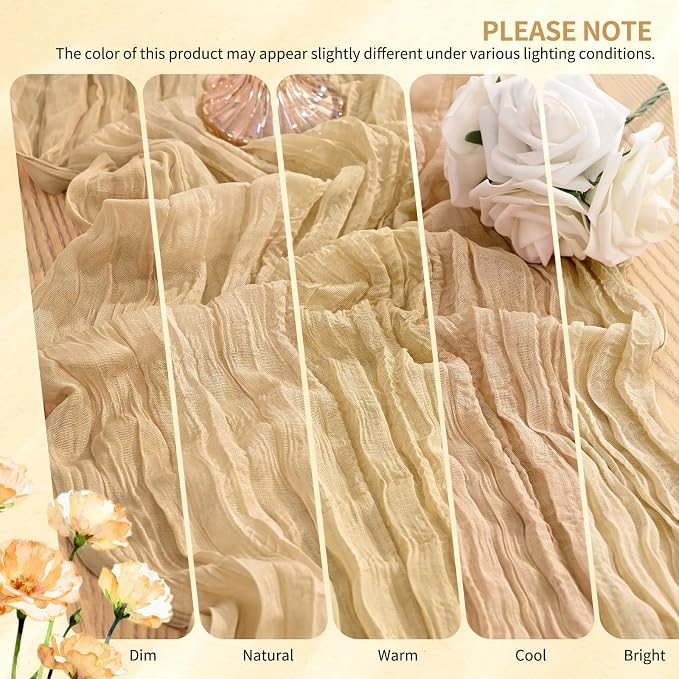 18 Pack Cheesecloth Table Runner 10FT Nude Table Runner Boho Gauze Cheese Cloth - Image 7