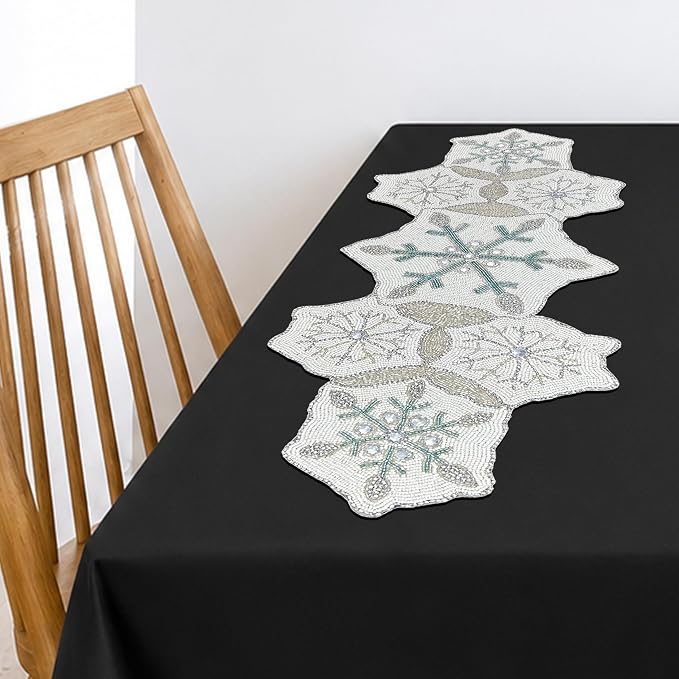 ALPHA Living HOME 36-Inch Beaded Table Runner, Glitz Decorative Runner - Image 3