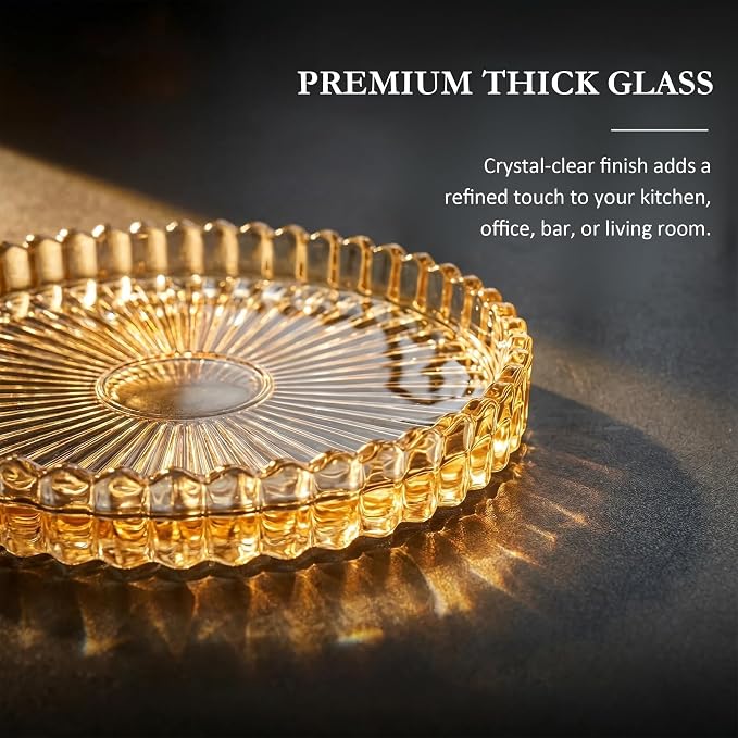 Champagne Modern Clear Coaster 6-Pack Glass Coasters - Image 4