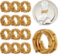 FoldTier Set of 12 Bamboo Napkin Rings Handmade Natural Napkin Holder Rings by FoldTier