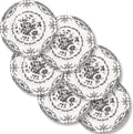 Salad Plates, 8.5 Inch Ceramic Plates Set of 6, Kitchen Plate Microwave Safe, White Porcelain Dessert Plate Porcelain Serving Dishes, Black