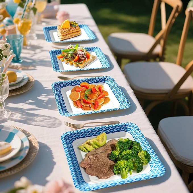 MUCHII 10 Inch Square Paper Plates, 140 Count Heavy Duty Bulk Disposable Paper Plates for Daily Use, Family Gatherings, Parties, Picnic