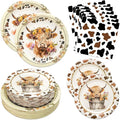 180PCS Highland Cow Paper Plates and Napkins Party Supplies Serve 60 | Brown by Osonm