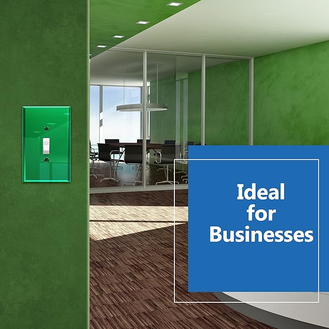 LIDER Reflective Acrylic Toggle Switch Wall Plate, Mirrored Light Switch Plate, Plexiglass Switch Cover, Acrylic Glass, Oversized 1-Gang 5.25" x 3.44", LWP-11O-AGR, Green