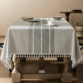 ZeeMart Contrast Linen Table Cloth Rectangle Table Cloths 60x104 Inch Grey, Farmhouse Style Heavy Weight Grey Tablecloth, Water Resistant Burlap Tablecloths
