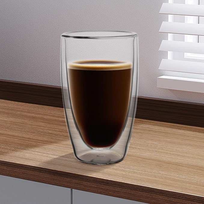 NIRA.Z 2 Pack 16oz Double Wall Glass Coffee Mugs, No Hole Bottom, Insulated - Image 6