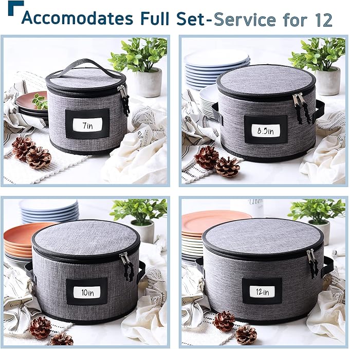 Fine China Storage Containers, 5 Piece Quilted Dish Storage Containers - Image 3