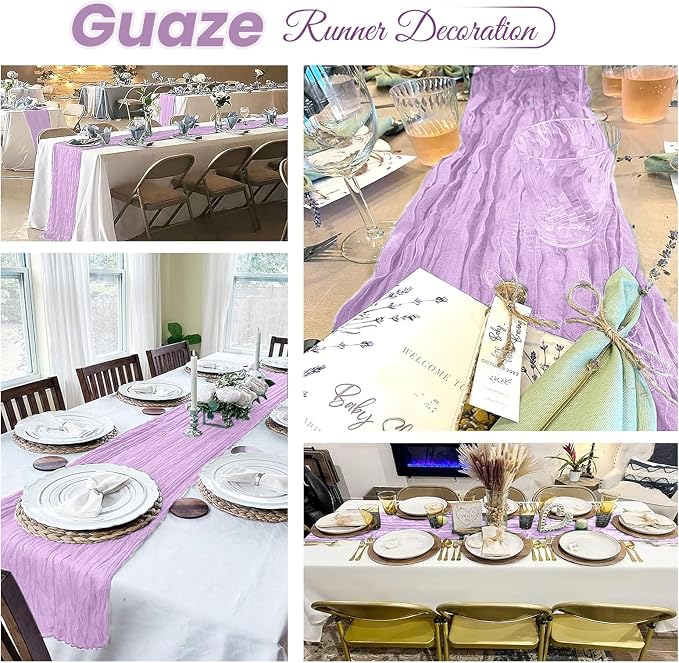 8 Pack Lavender Cheesecloth Table Runner 20 x 120 inch Gauze Table Runners 10 - Image 4