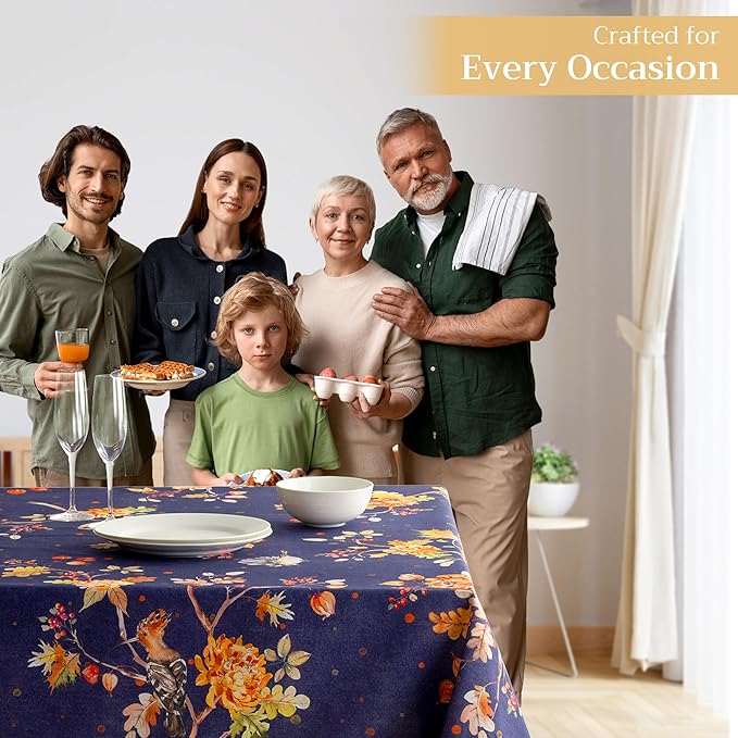 Maison d' Hermine Table Cloth Rectangle Table 100% Cotton 60 x 108 Inches Fall Tablecloth Reusable Everyday Use for Thanksgiving Christmas Decorations Dining Farmhouse Party (Kelim - Infinity)