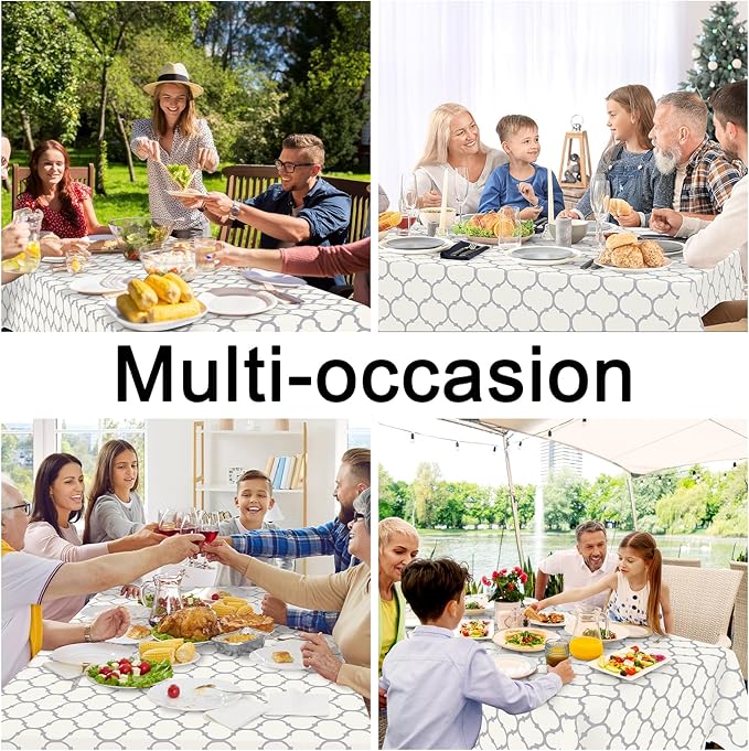 Smiry Square Table Cloth, Waterproof Vinyl Tablecloth with Flannel Backing for Square Tables, Wipeable Spillproof Plastic Tablecloths for Dining, Camping, Indoor and Outdoor (54"x54", Beige)