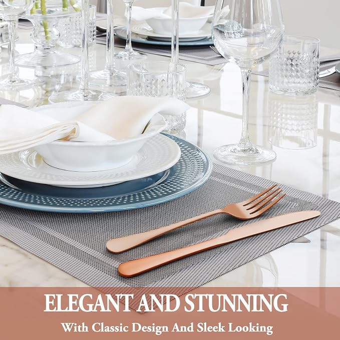 72 Pcs Rose Gold Silverware Set - Image 6