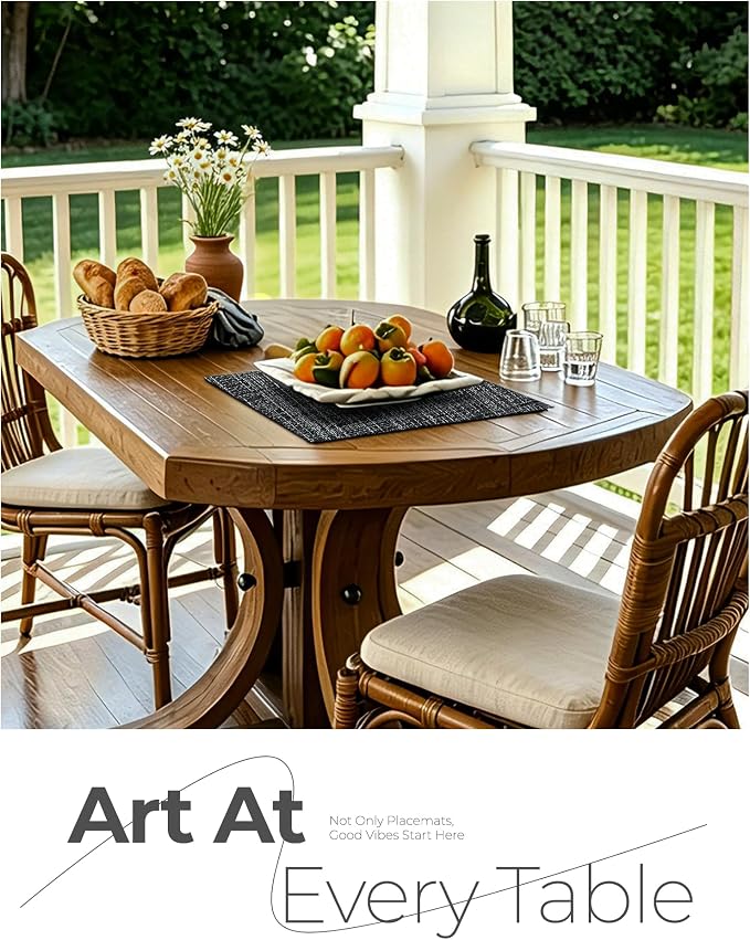 Leetaltree Black and Grey Woven Placemats Set of 12 - Image 9