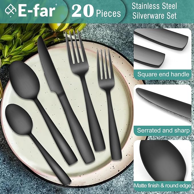 E-far Matte Black Silverware Set - Image 3