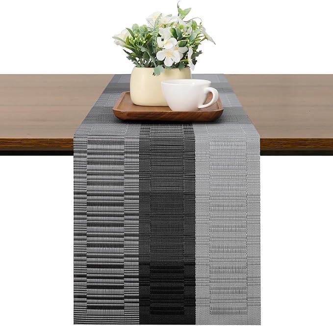 Table Runner 71 Inches Long, Vinyl Woven Farmhouse Table Runners | Washable by Chitomars