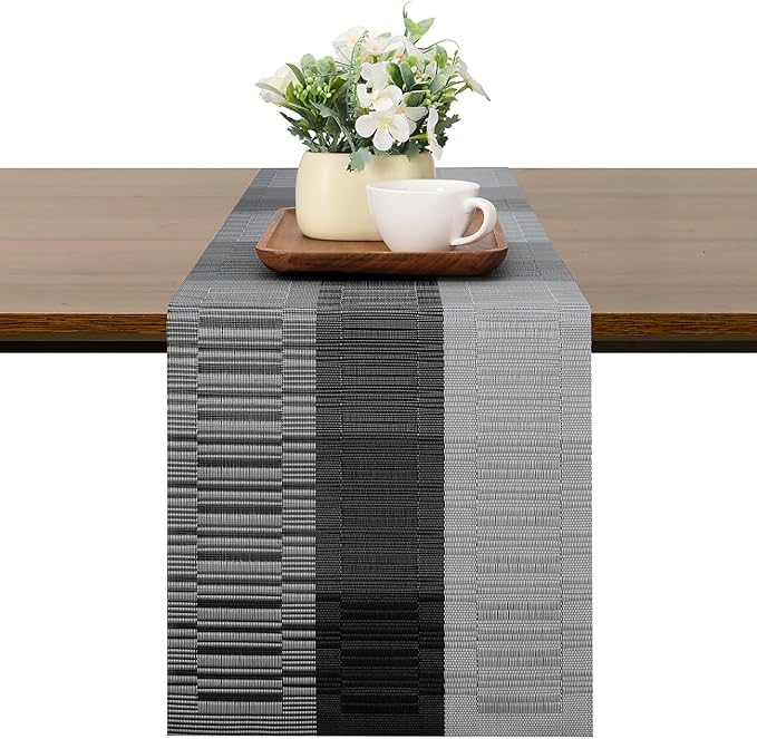 Table Runner 88 Inches Long, Vinyl Woven Farmhouse Table Runners | Washable by Chitomars