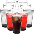 DISCOUNT PROMOS Beer Pint Glasses 16 oz. Set of 10, Bulk Pack - Heavy Duty Glassware for Restaurant, Thick Base and Walls, Stackable - Black