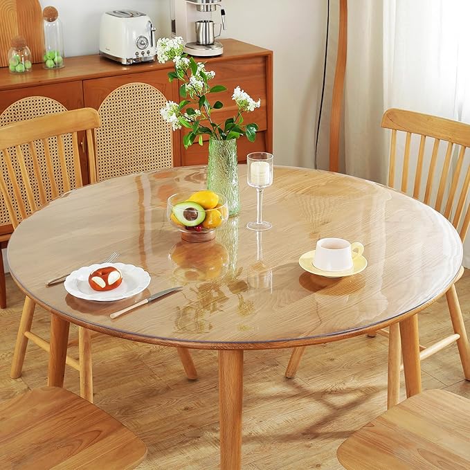 Warmstar Clear Table Protector 2mm Thick, Dia.30 Inch Round Clear Table Cover Protector, Plastic Table Cover, Clear Desk Mat Desk Pad, Desk Protector Mat for Coffee Table, Writing Desk, Dining Room