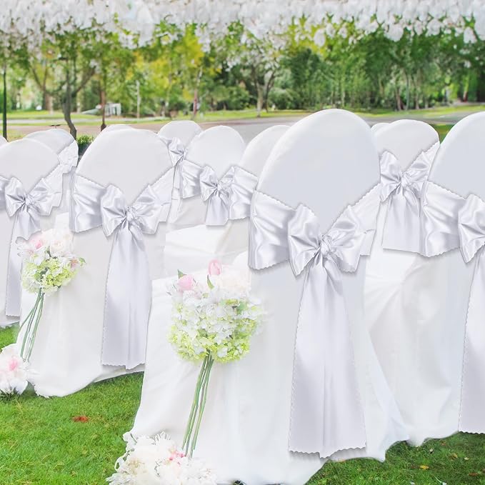 VACVELT White Satin Table Runners, 12x72 Inch, 2 Pack, Scalloped Edge | Silky - Image 4