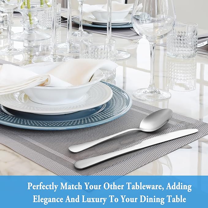 24 Pcs Dinner Spoon Set,Premium Food Grade Stainless Steel Spoons,Durable Metal Spoon,Tablespoon,Spoons Silverware Only,Mirror Finish & Dishwasher Safe,Use for Home,Kitchen and Restaurant - 7.3 inch